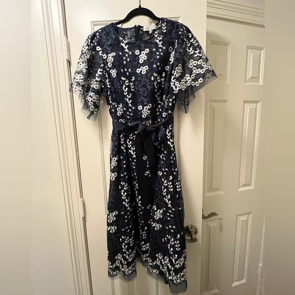 Blue embroidered floral dress